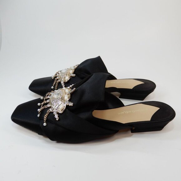 ANTONIO MELANI Lex Ornamented Backless Mules Slip On Shoes Size 6.5 Black NEW - Picture 6 of 15